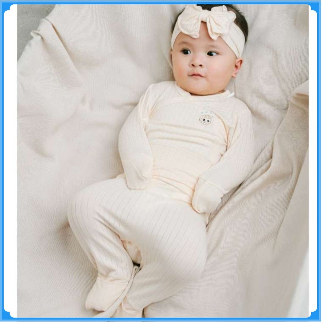 (NB-3M) Bộ dài tay cài chéo bao tay chân lật Bubaby Modal - BMD110800 BMD110801 | Quần áo BU Baby chính hãng