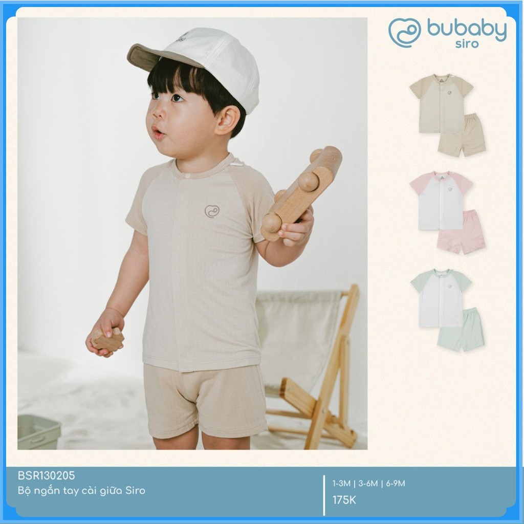 (1M-12M) Bộ ngắn tay cài giữa bé trai bé gái BU Siro - BSR130205 BSR130206 | Quần áo BU Baby chính hãng