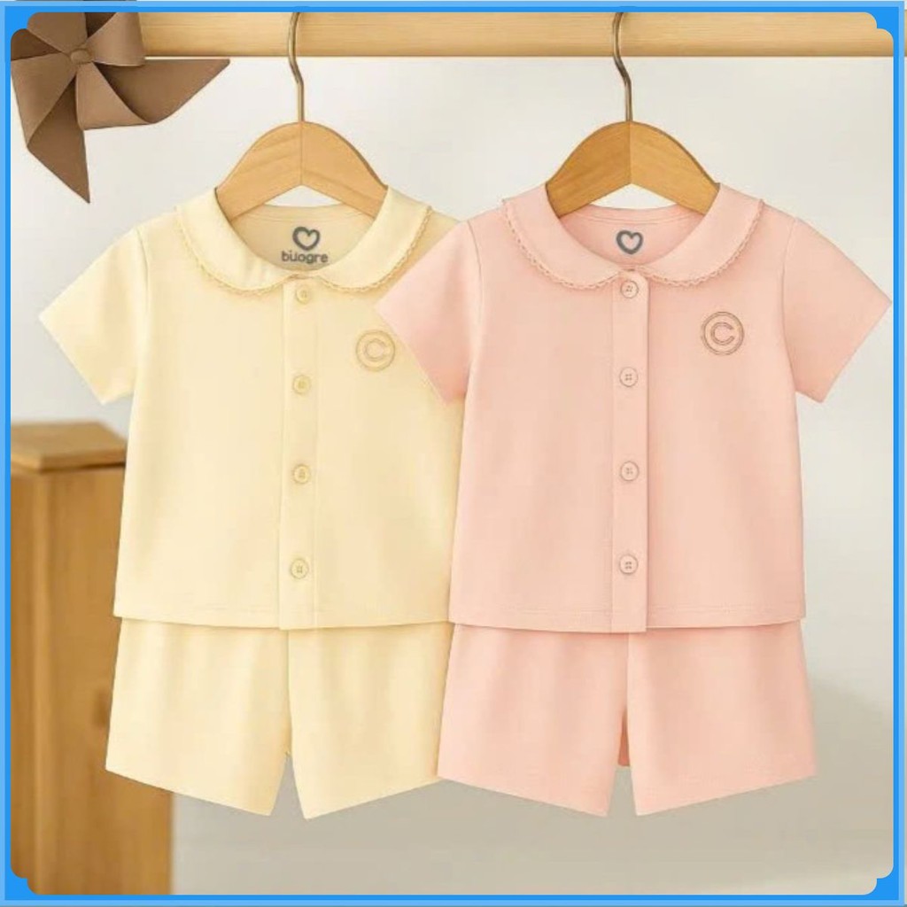 (1M-9M) Bộ ngắn tay cài giữa cổ sen Bubaby Bambus BBB1302CS | Quần áo BU Baby chính hãng