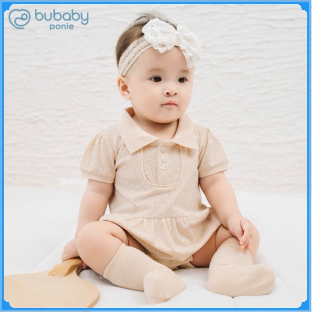 (1-12M) Body chip ngắn tay cổ Polo cho bé gai Bubaby Ponie - BPN230301 | Quần áo BU Baby chính hãng