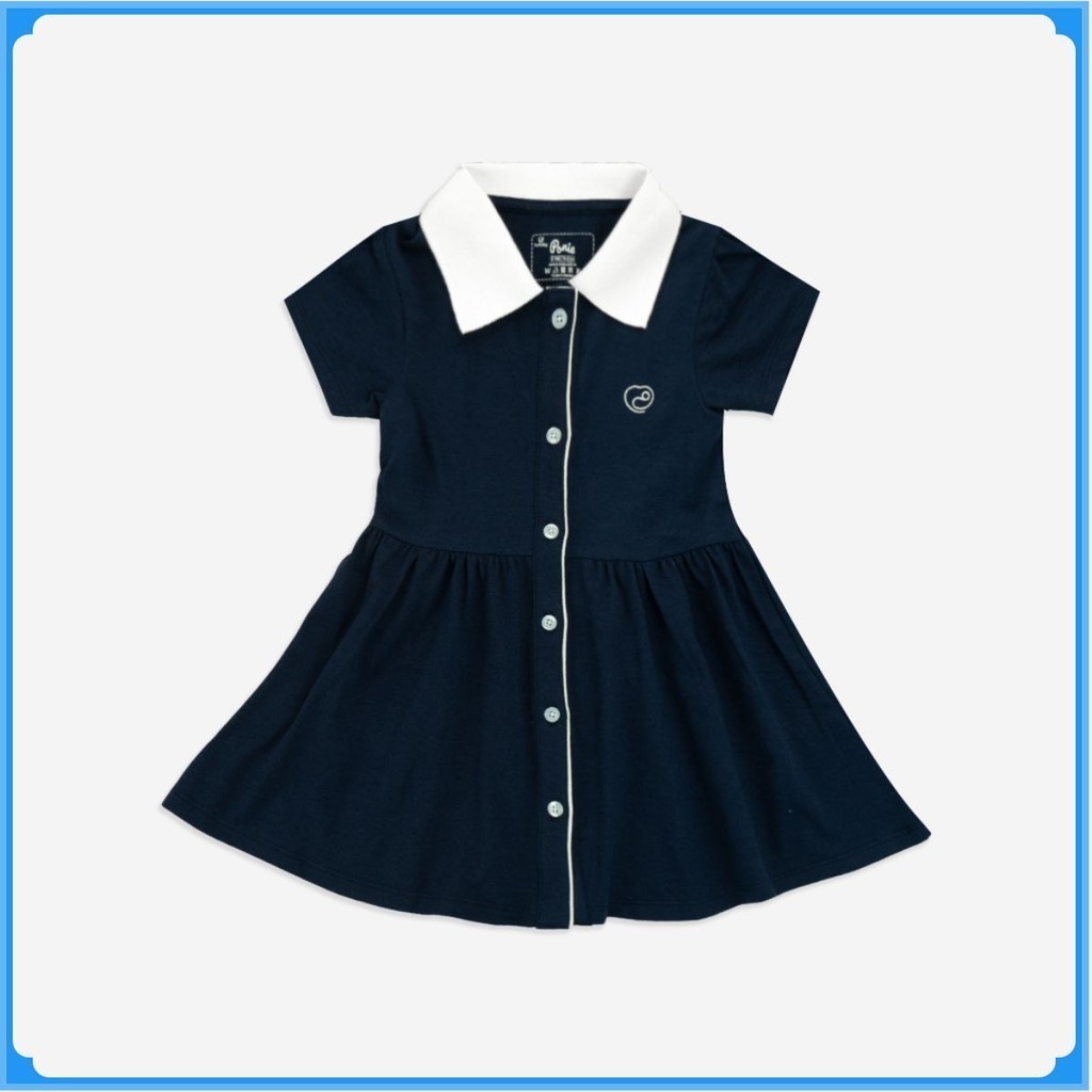 (6M-2Y) Váy ngắn tay cổ Polo cúc giữa BuBaby cho bé chất liệu sợi tre và bông hữu cơ - Váy Bu baby Ponie BPN5303SN