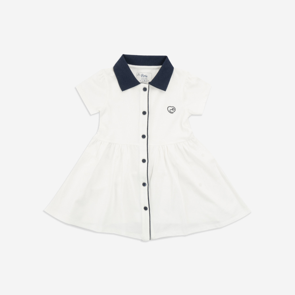 (6M-2Y) Váy ngắn tay cổ Polo cúc giữa BuBaby cho bé chất liệu sợi tre và bông hữu cơ - Váy Bu baby Ponie BPN5303SN