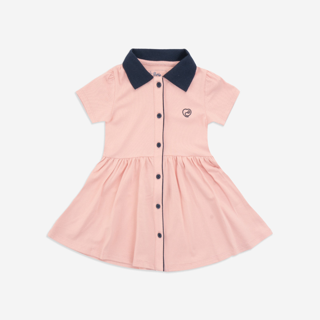(6M-2Y) Váy ngắn tay cổ Polo cúc giữa BuBaby cho bé chất liệu sợi tre và bông hữu cơ - Váy Bu baby Ponie BPN5303SN
