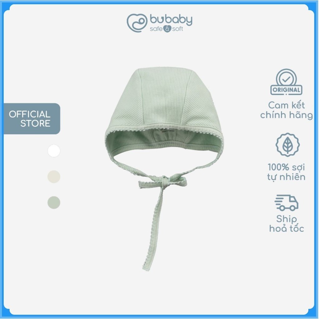 Mũ Sơ Sinh cho bé buộc dây Siro Bonnet, chất liệu Siro Cotton BuBaby ASR194300 | Phụ kiện BuBaby chính hãng