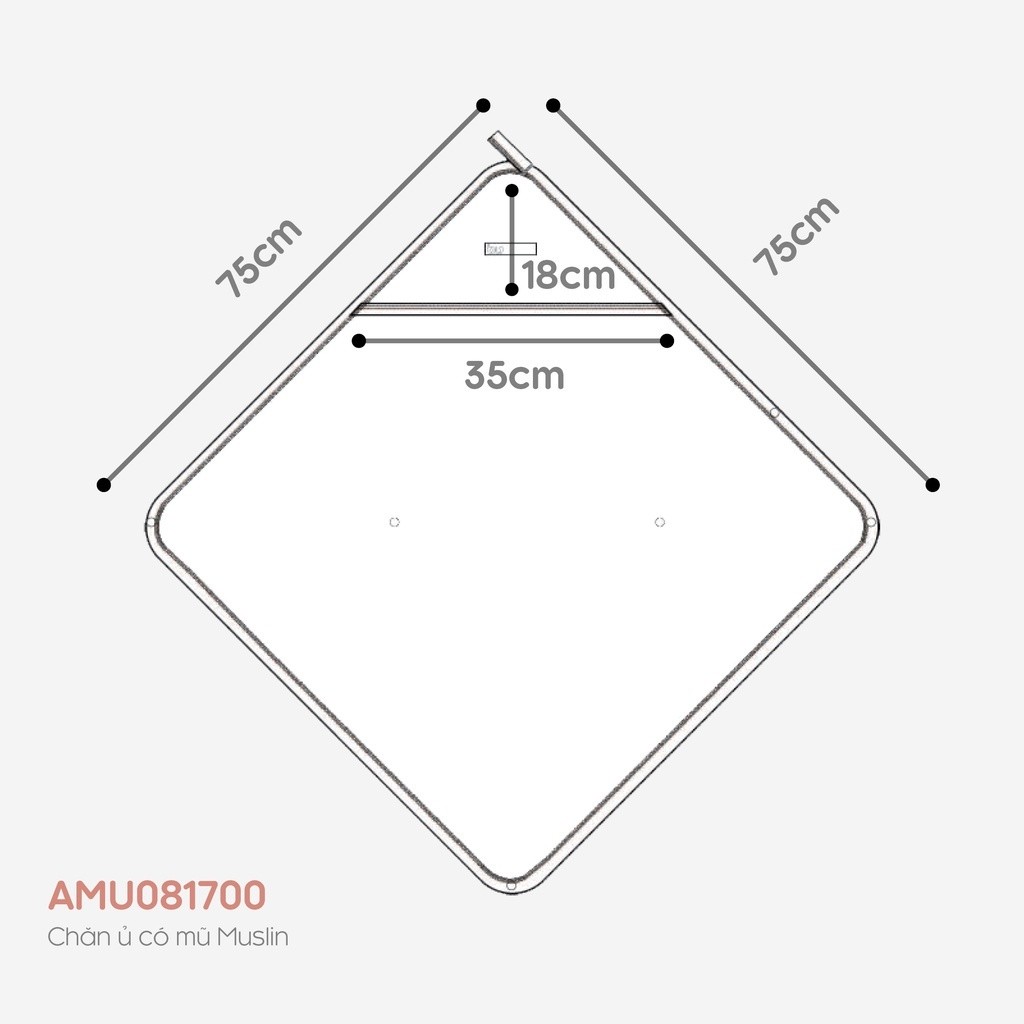 Chăn Ủ cho bé chất liệu sợi Muslin mềm mại, thiết kế có mũ ấm áp AMU081700 - BU Baby chăn ủ