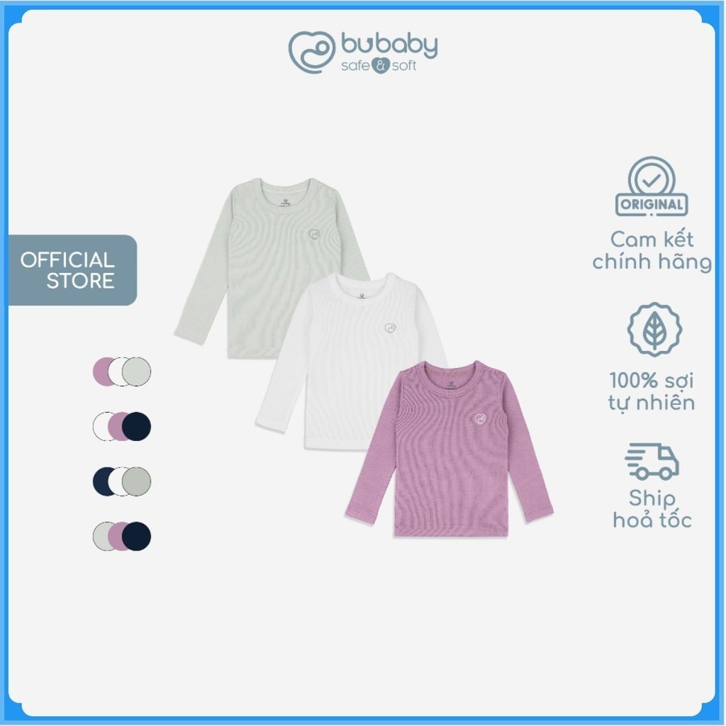 Bộ 3 áo giữ nhiệt dài tay cổ tròn giữ ấm cho bé chất liệu sợi gỗ sồi - Molist BMD310400 | Quần áo BuBaby chính hãng
