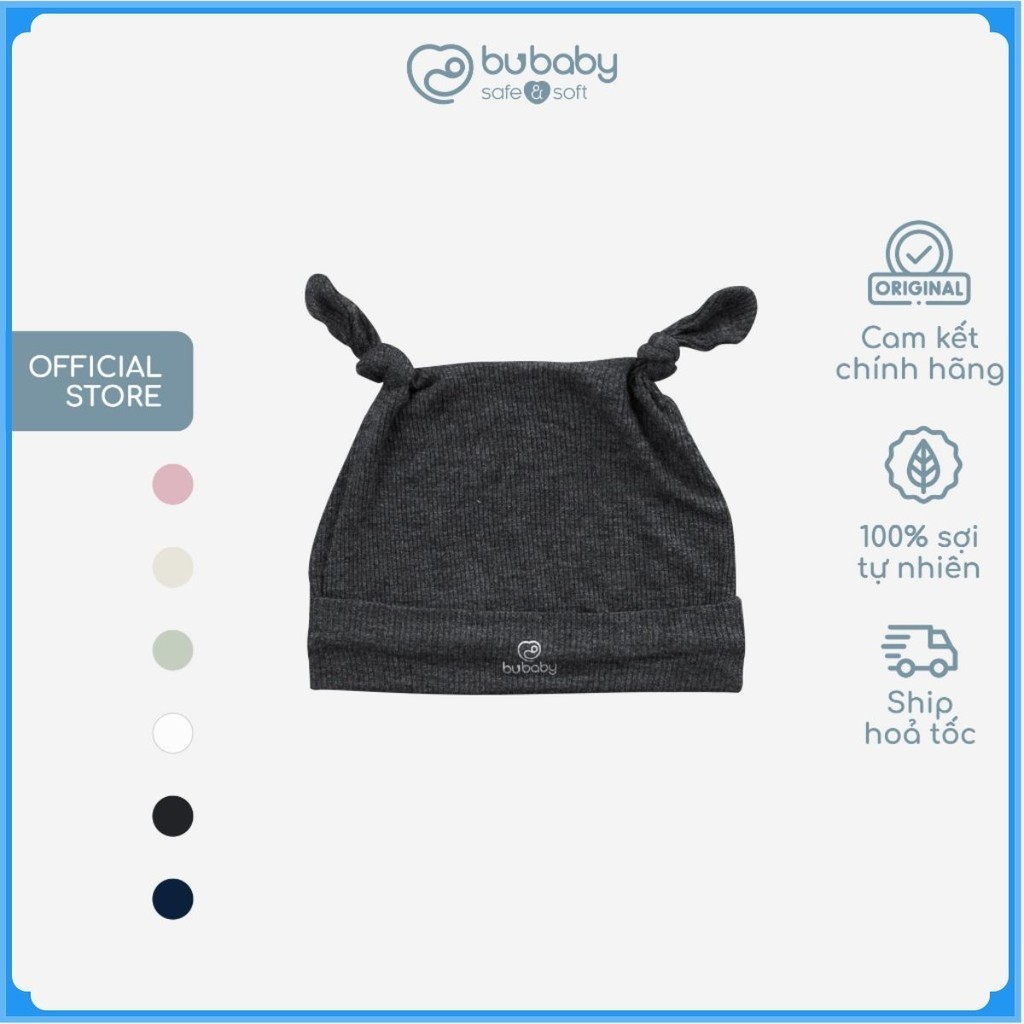 Mũ Sơ Sinh cho bé trơn tai thỏ, chất liệu Siro Cotton BuBaby ASR190001 | Phụ kiện BuBaby chính hãng