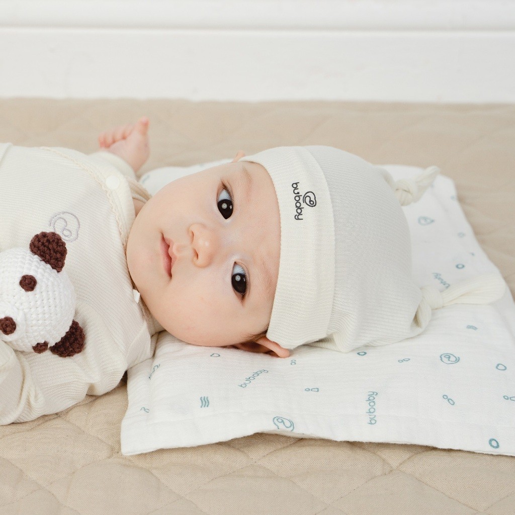 Mũ Sơ Sinh cho bé trơn tai thỏ, chất liệu Siro Cotton BuBaby ASR190001 | Phụ kiện BuBaby chính hãng