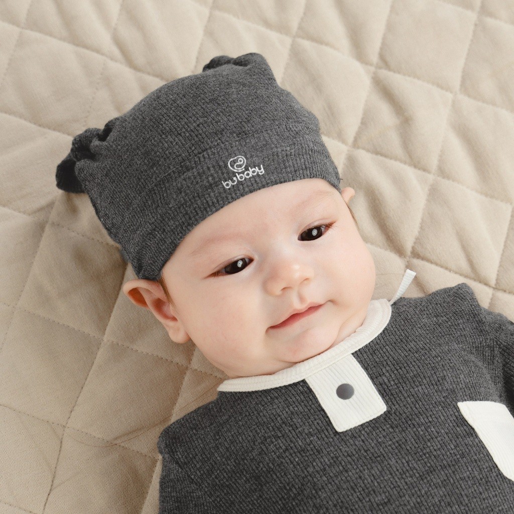 Mũ Sơ Sinh cho bé trơn tai thỏ, chất liệu Siro Cotton BuBaby ASR190001 | Phụ kiện BuBaby chính hãng