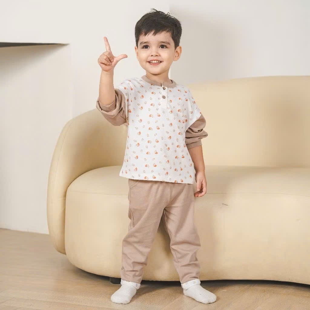 (1Y-5Y) Bubaby Bộ gile cổ tròn, quần dài - BCT190400 - Bubaby bé trai - Bubaby bé gái – Quần áo Bubaby