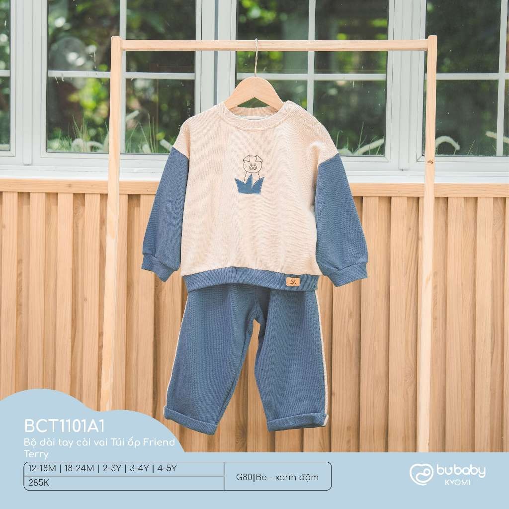 (1Y-5Y) Bubaby Bộ gile cổ tròn, quần dài - BCT190400 - Bubaby bé trai - Bubaby bé gái – Quần áo Bubaby