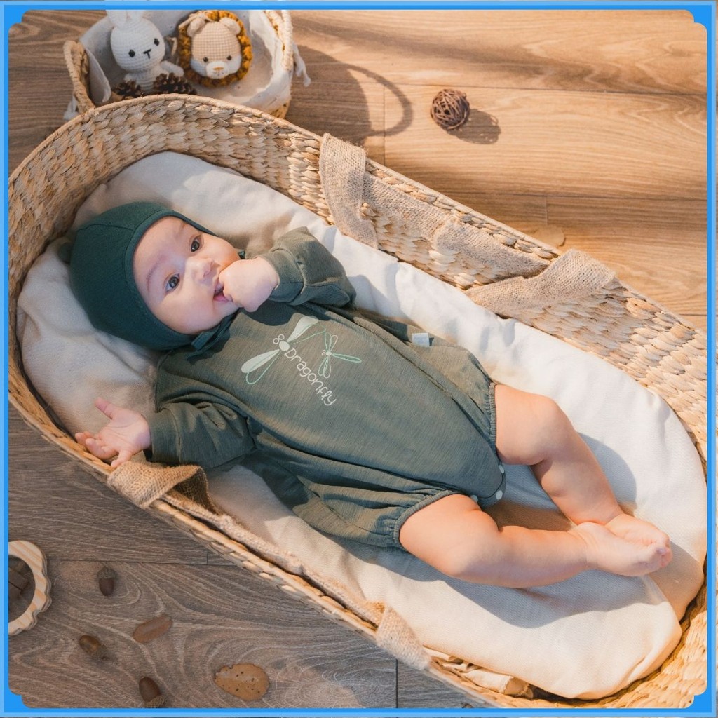 (1M-12M) Bộ đồ liên thân dài tay cài vai BCT210101 Pure Cotton Dona cho bé sơ sinh  - | Quần áo BU Baby