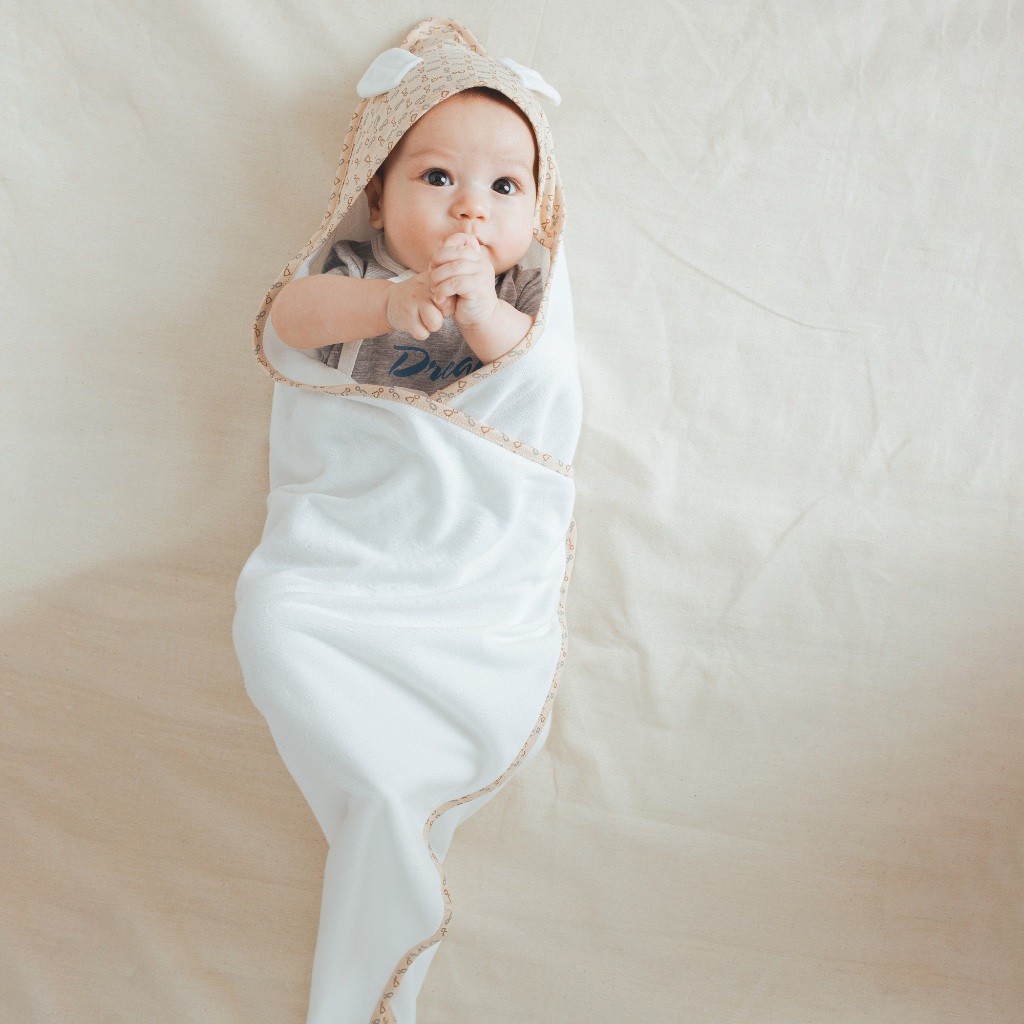 Khăn quấn đa năng tai gấu chui đầu cho bé sơ sinh mềm mại - BU Terry Cotton ATR590001 - khăn bu baby