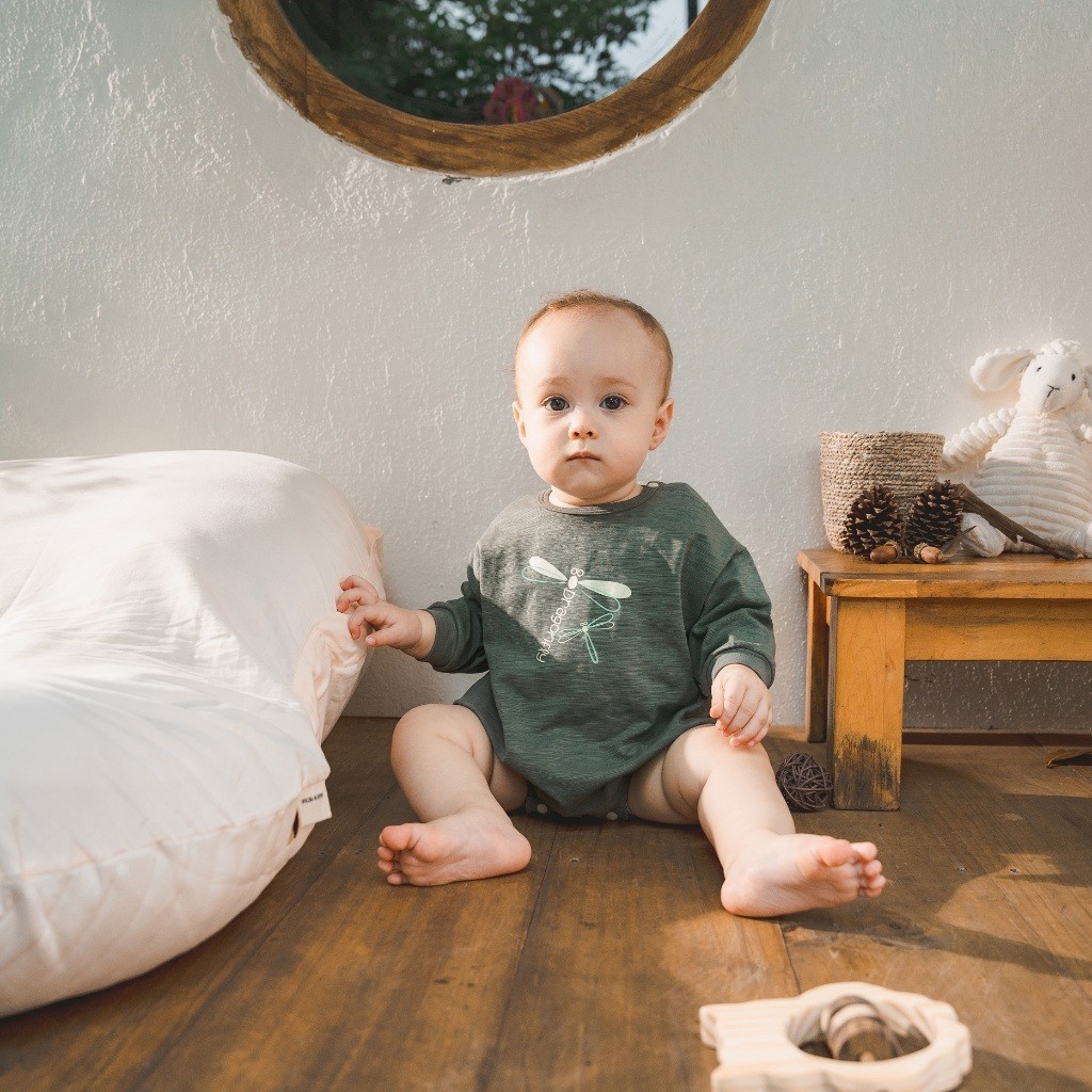 (1M-12M) Bộ đồ liên thân dài tay cài vai BCT210101 Pure Cotton Dona cho bé sơ sinh  - | Quần áo BU Baby