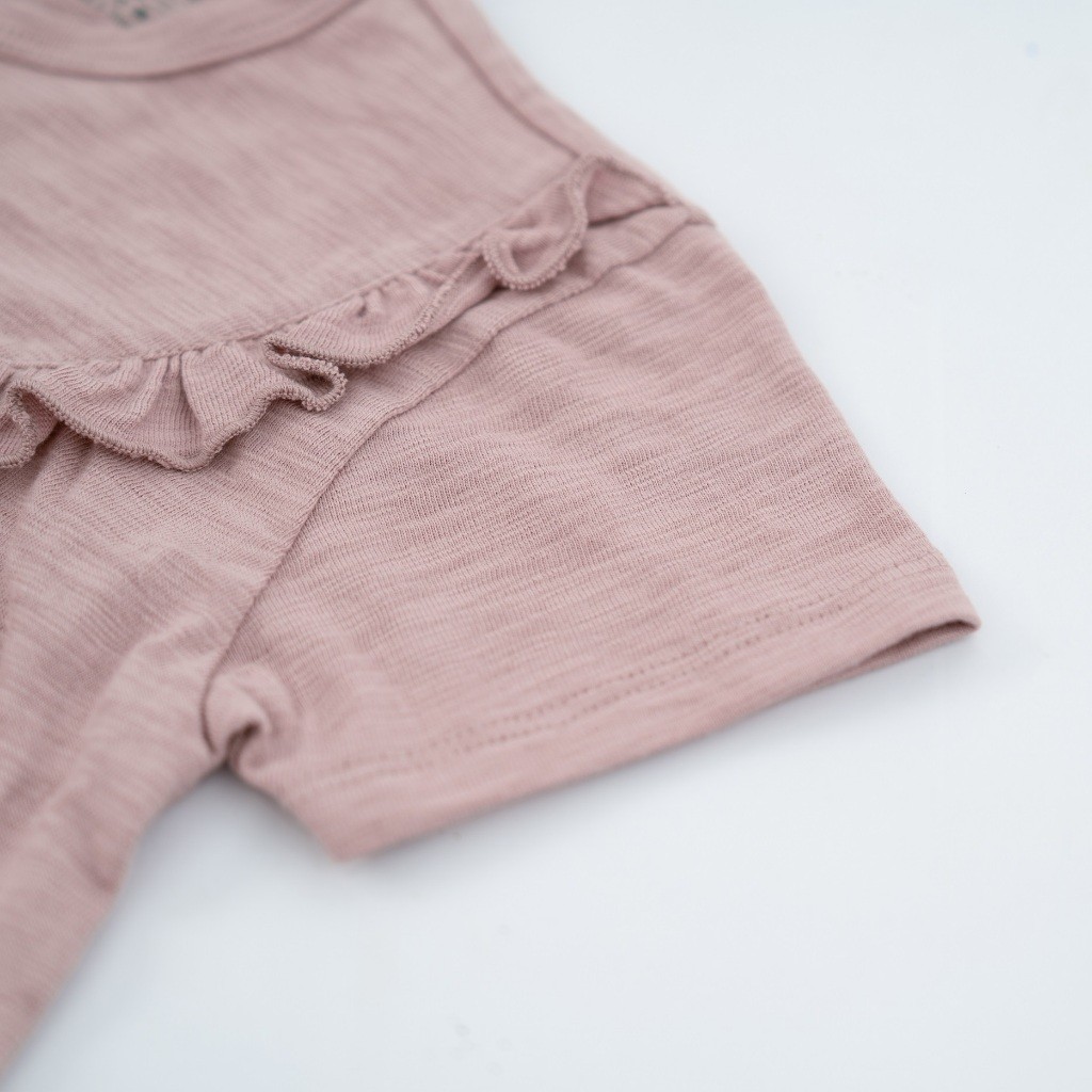 (12M-5Y) Bộ ngắn tay cài sau BCT1310BN Bèo ngực Cotton Slub Mimo cho bé gái  - Quần áo BU Baby chính hãng