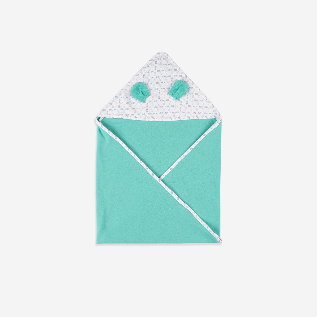 Khăn quấn đa năng tai gấu chui đầu cho bé sơ sinh mềm mại - BU Terry Cotton ATR590001 - khăn bu baby