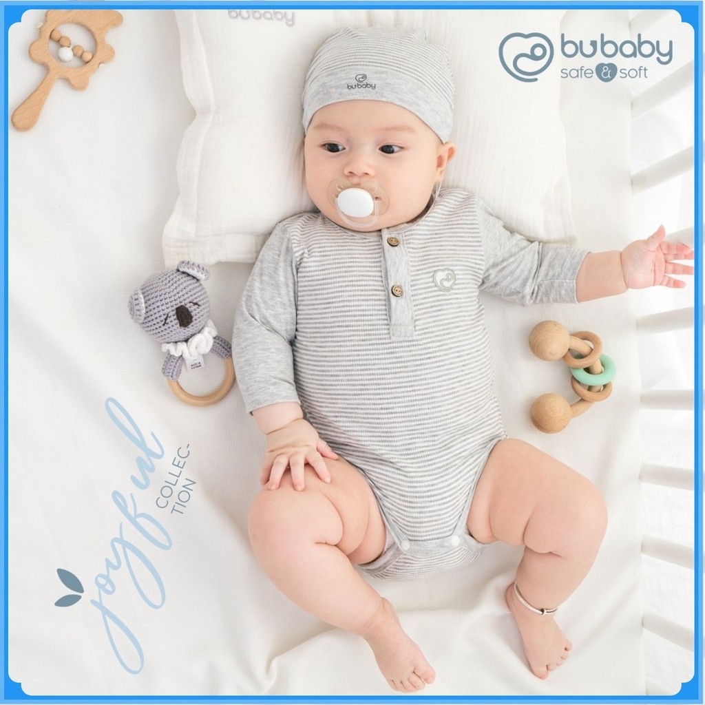 Body chip bé trai, bé gái 3-12M, chất liệu siro cotton BU Baby BSR220300 | Quần áo Bubaby chính hãng