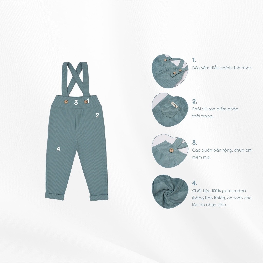 (6-3Y) Quần yếm dài túi ốp sau cho bé Bubaby - BCT416900