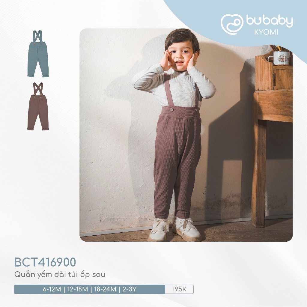 (6-3Y) Quần yếm dài túi ốp sau cho bé Bubaby - BCT416900