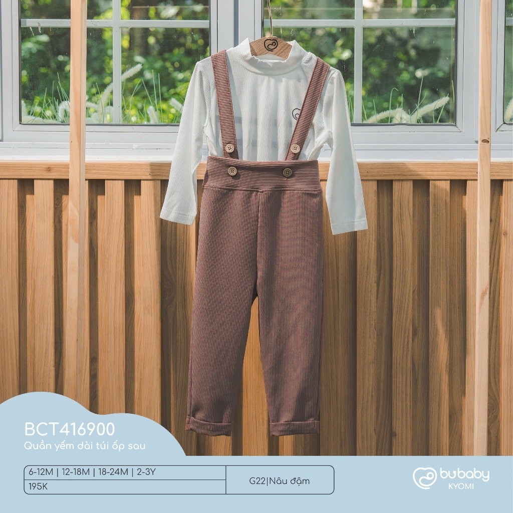 (6-3Y) Quần yếm dài túi ốp sau cho bé Bubaby - BCT416900