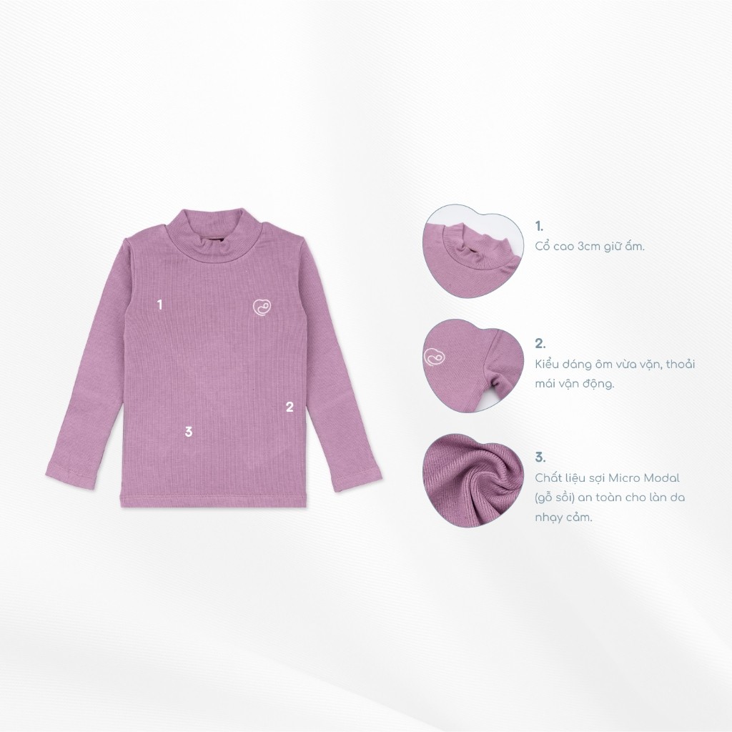 Set 3 áo giữ nhiệt dài tay cổ 3cm giữ nhiệt cho bé  - Molist BMD310903 | Quần áo BuBaby chính hãng