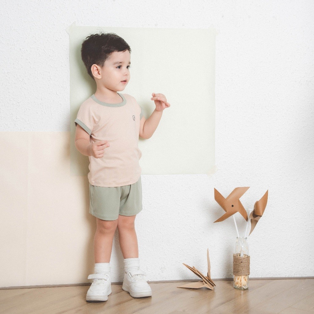 (1Y-5Y) Bộ quần áo ngắn tay, chờm vai cổ tròn BSR130401 Siro Bubaby
