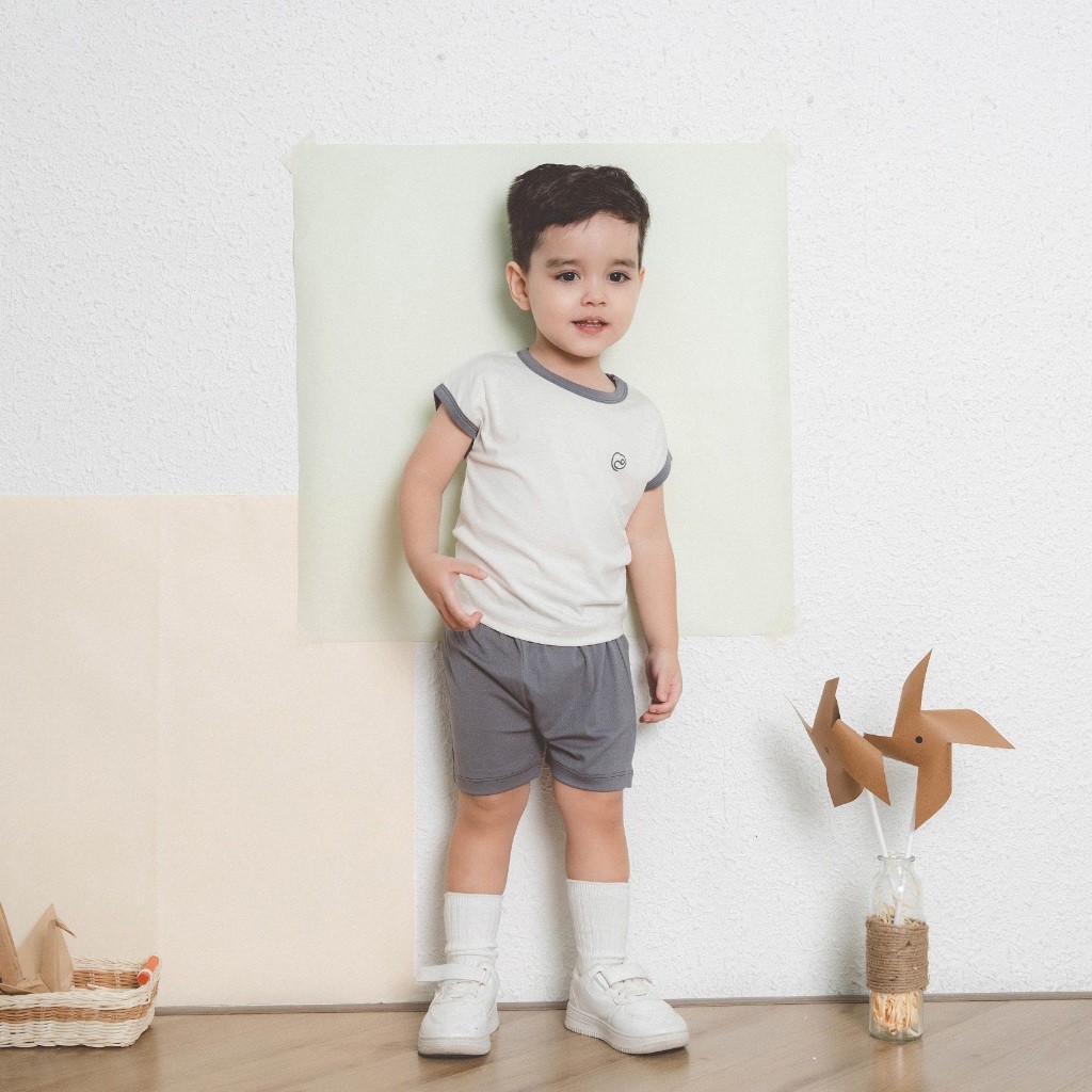 (1Y-5Y) Bộ quần áo ngắn tay, chờm vai cổ tròn BSR130401 Siro Bubaby