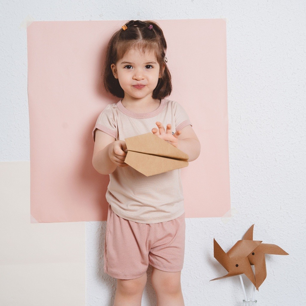 (1Y-5Y) Bộ quần áo ngắn tay, chờm vai cổ tròn BSR130401 Siro Bubaby