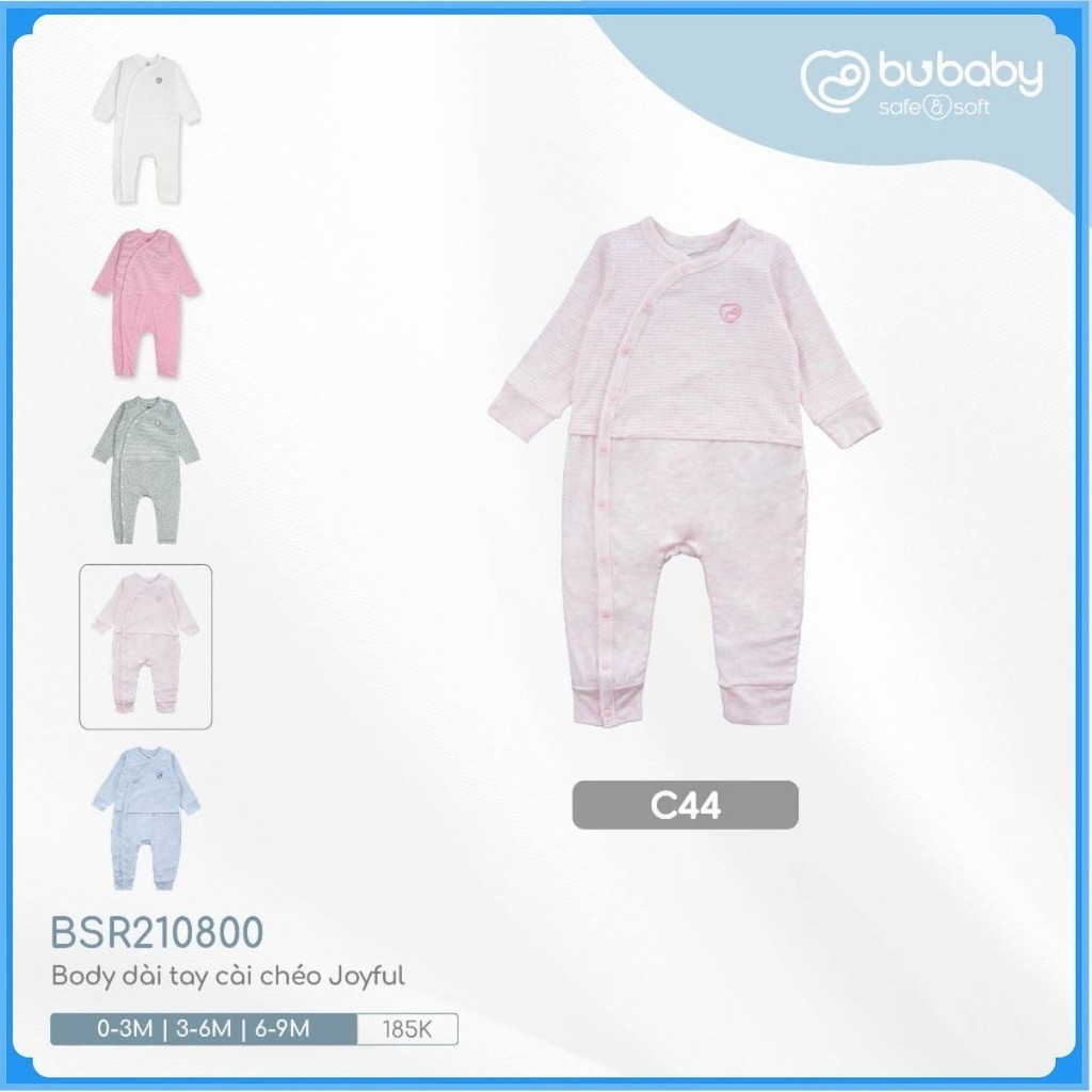 (0-9M) Bodysuit cho bé Sơ Sinh BSR210800 chất liệu Siro Cotton mềm mại BU Baby