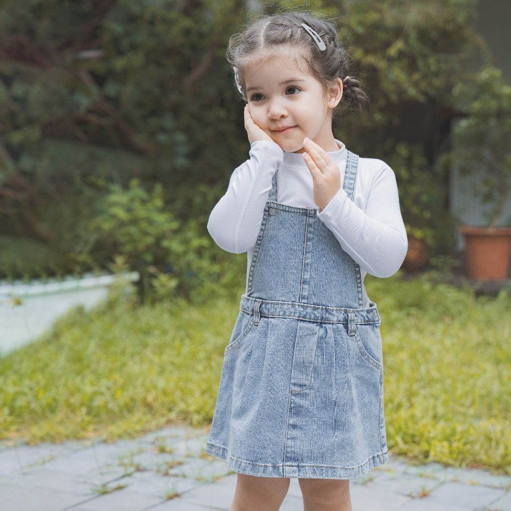 (1Y-5Y) Váy yếm Jeans mềm BU cho bé gái BDE503101 Bubaby bé trai – Bubaby bé gái – Quần áo Bubaby