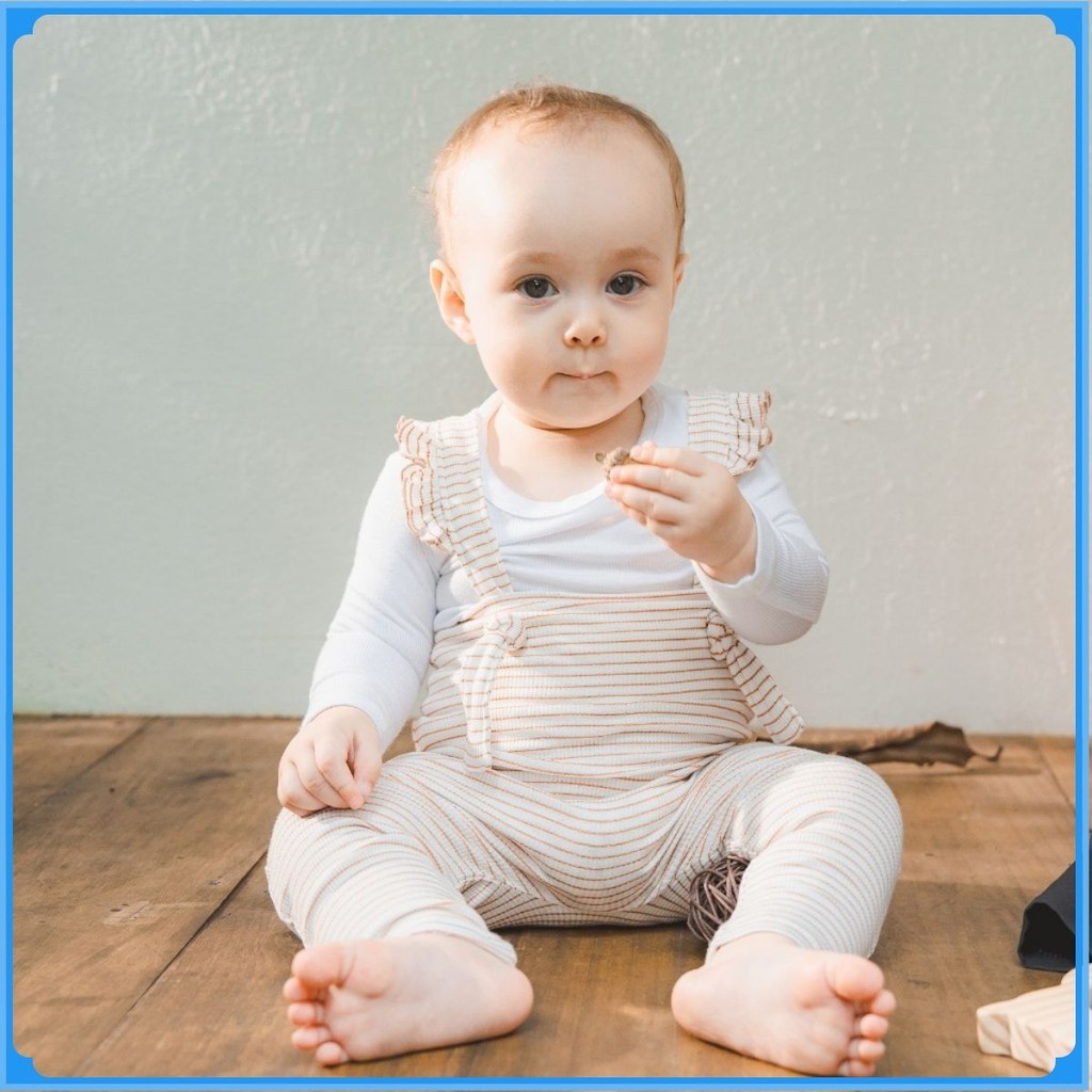 (6M-18M) Quần yếm dài Bèo đai BSR4163ST Siro Stripy cho bé - Bu baby sơ sinh - Quần áo BU Baby chính hãng