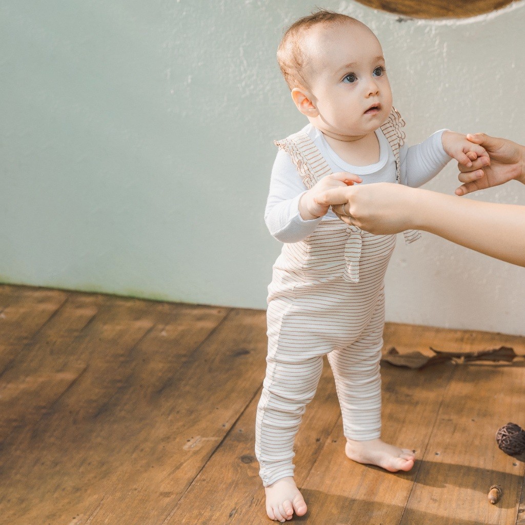 (6M-18M) Quần yếm dài Bèo đai BSR4163ST Siro Stripy cho bé - Bu baby sơ sinh - Quần áo BU Baby chính hãng