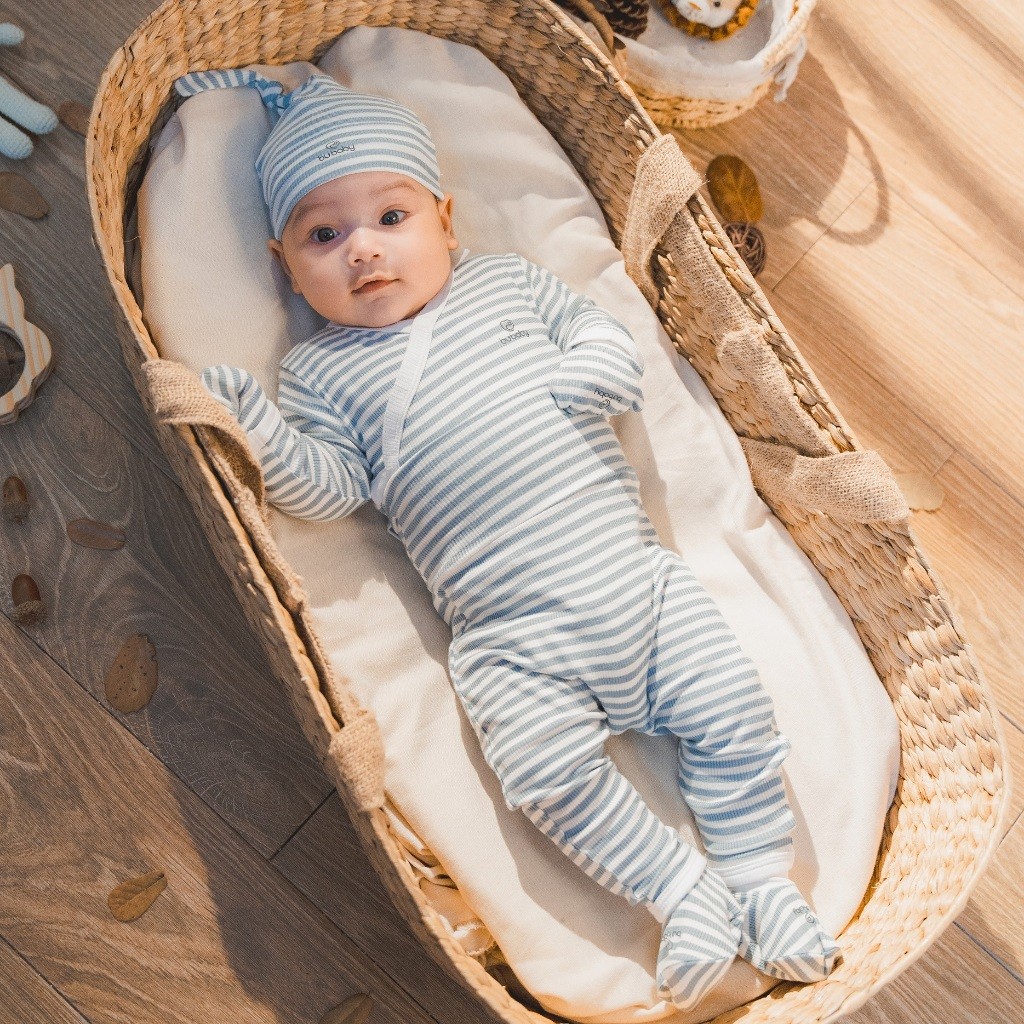 Bộ bao chân, bao tay Siro Stripy - Siro ASR4000ST- Bubaby sơ sinh - Mũ Bubaby - Bao tay Bubaby