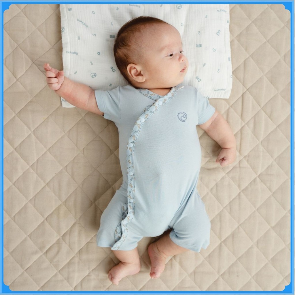 (6-9M-Blue) Body ngắn tay cài chéo Iconic cho bé từ 1-12 tháng chất liệu sợi tre mềm mại - Bambus BBB2308NS
