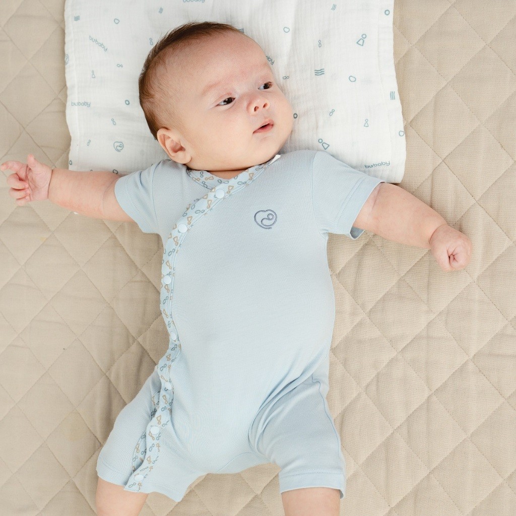 (6-9M-Blue) Body ngắn tay cài chéo Iconic cho bé từ 1-12 tháng chất liệu sợi tre mềm mại - Bambus BBB2308NS