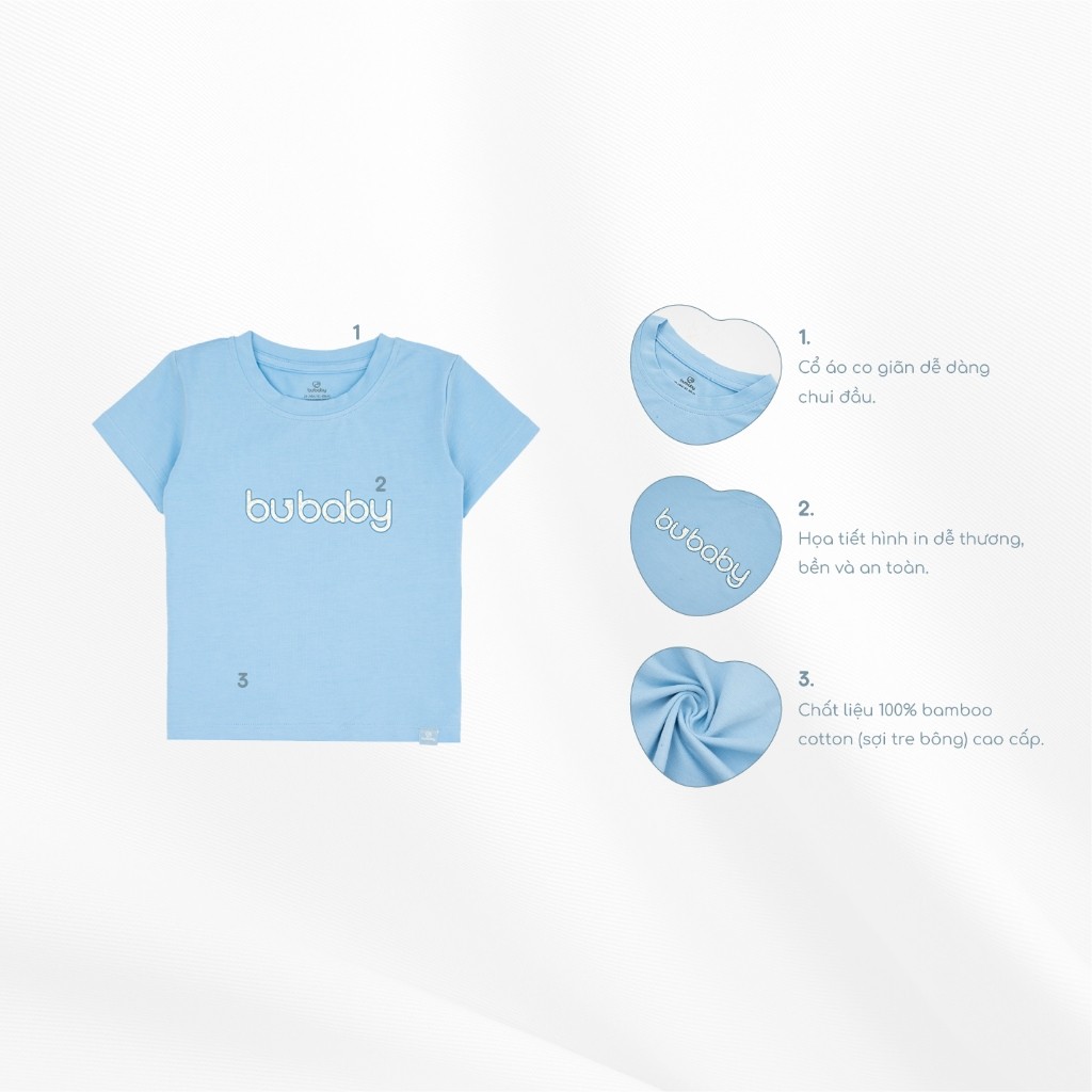 Áo ngắn tay cổ tròn Signature co giãn thoải mái thuận tiện cho bé BuBaby BBC330405 | Quần áo BuBaby chính hãng