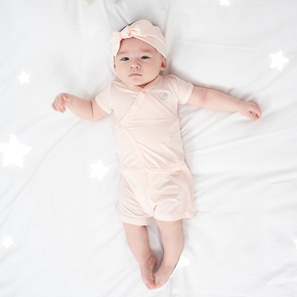 Bộ quần áo ngắn tay cài chéo Twinkle BuBaby cho bé chất liệu sợi tre - Bambus BBB130801 | Quần áo chính hãng