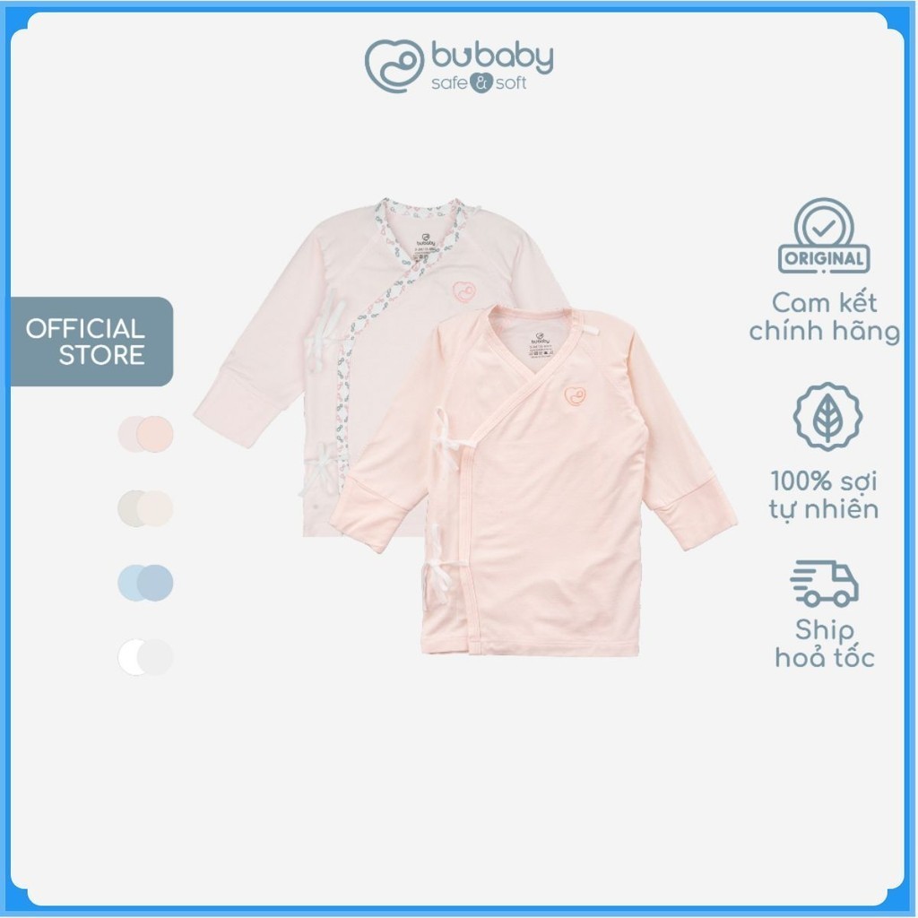 Set 2 áo dài tay buộc dây chéo Iconic cho bé sơ sinh chất liệu sợi tre - Bambus BBB3108NS| Quần áo BuBaby chính hãng