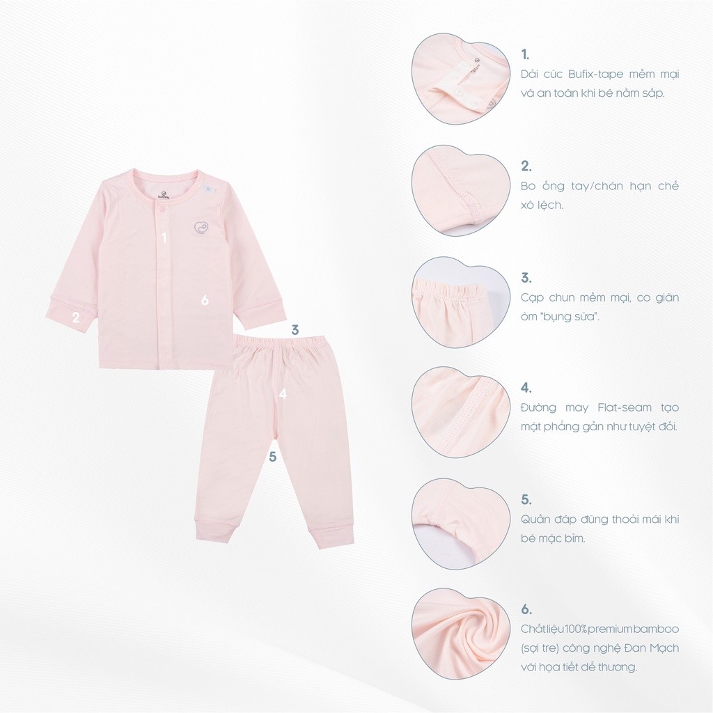 Bộ quần áo dài tay cài giữa Twinkle - Bambus BBB110200 | Quần áo BuBaby chính hãng
