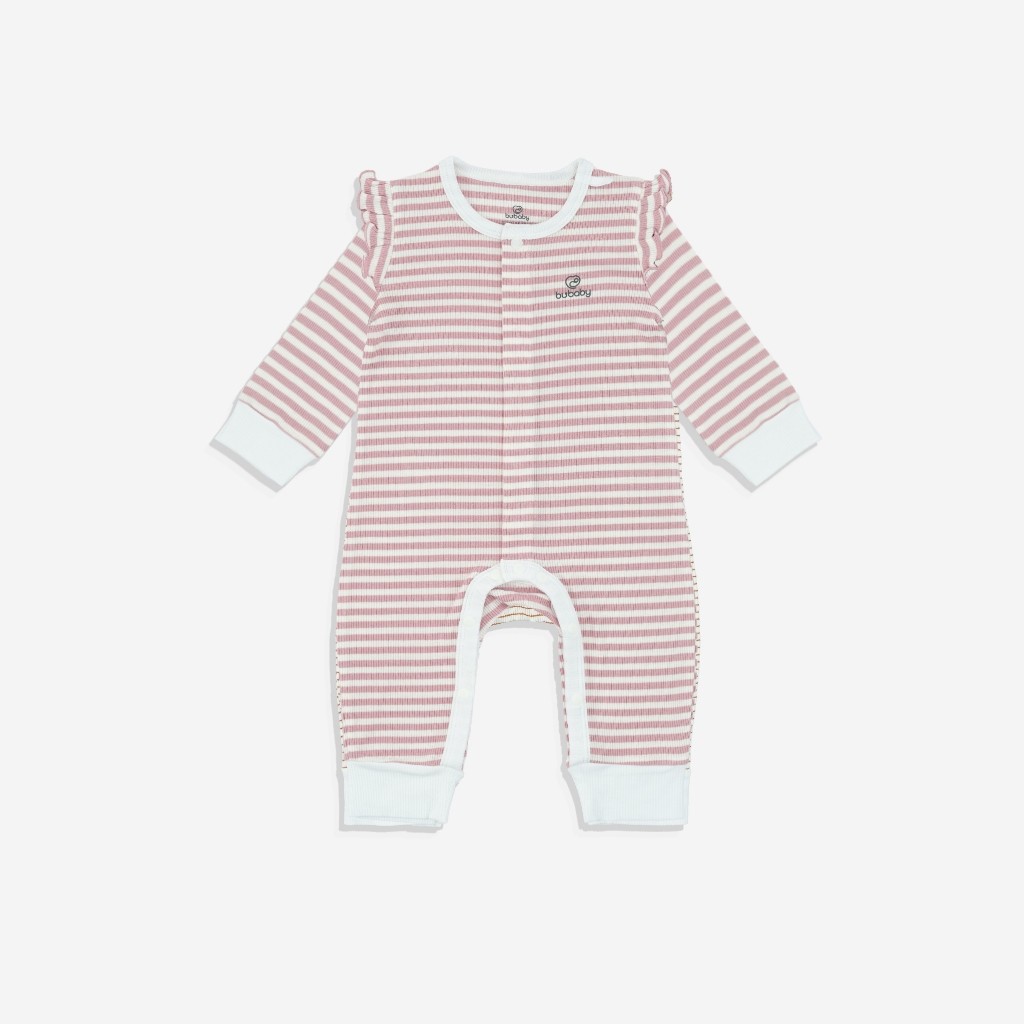 (1M-12M) Bộ đồ liền thân BSR2142ST dài tay bèo vai, cài giữa Siro Stripy - Siro -	Bu baby sơ sinh – Quần áo Bubaby