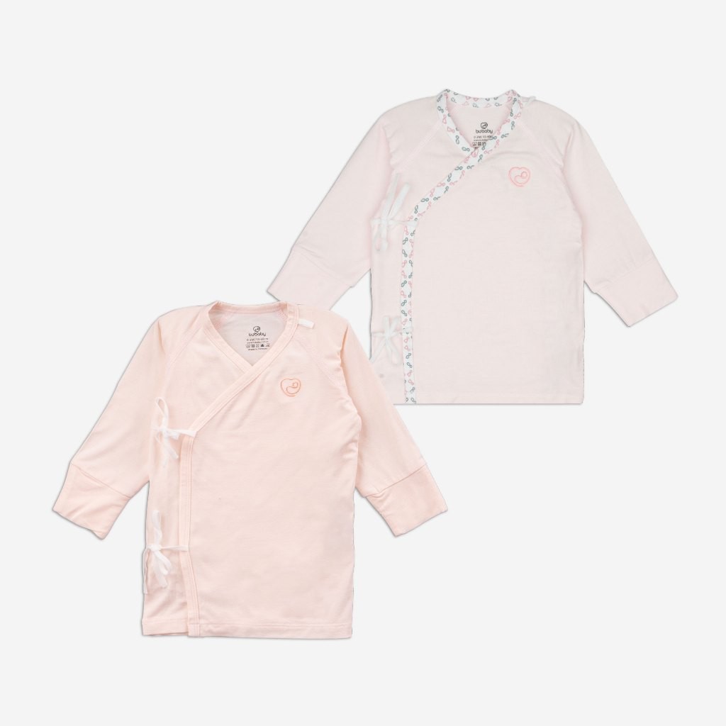 Set 2 áo dài tay buộc dây chéo Iconic cho bé sơ sinh chất liệu sợi tre - Bambus BBB3108NS| Quần áo BuBaby chính hãng