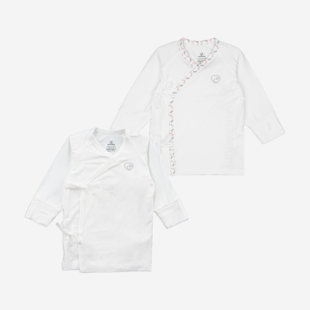 Set 2 áo dài tay buộc dây chéo Iconic cho bé sơ sinh chất liệu sợi tre - Bambus BBB3108NS| Quần áo BuBaby chính hãng