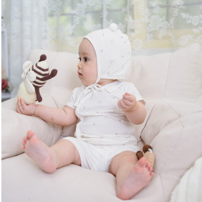 BU Baby (0-12M) Mũ Buộc dây Quả bông ABC1943QB Muda cho bé trai, bé gái  sơ sinh - Bamco  - Mũ bu baby - Mũ Bu sơ sinh