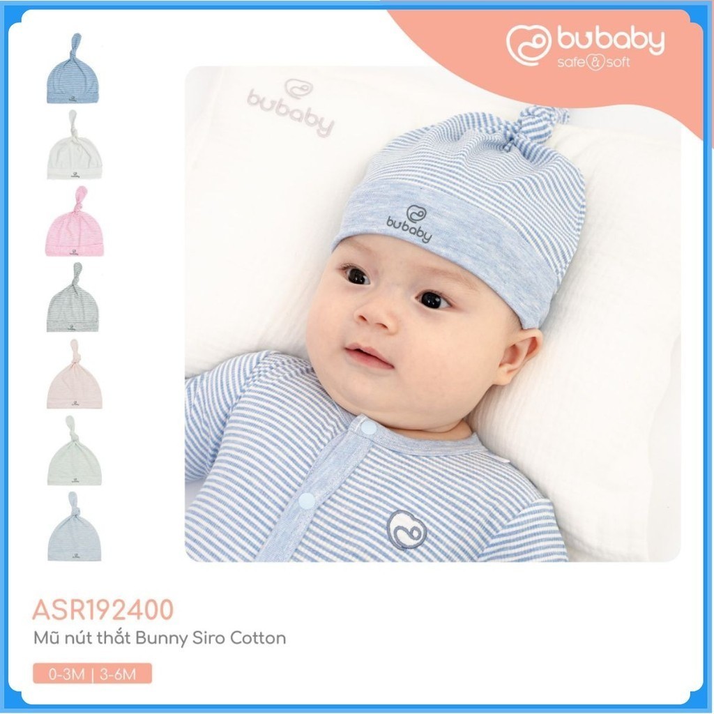 Mũ Sơ Sinh cho bé đáng yêu chất liệu Siro Cotton ASR192400 | Phụ kiện BuBaby chính hãng