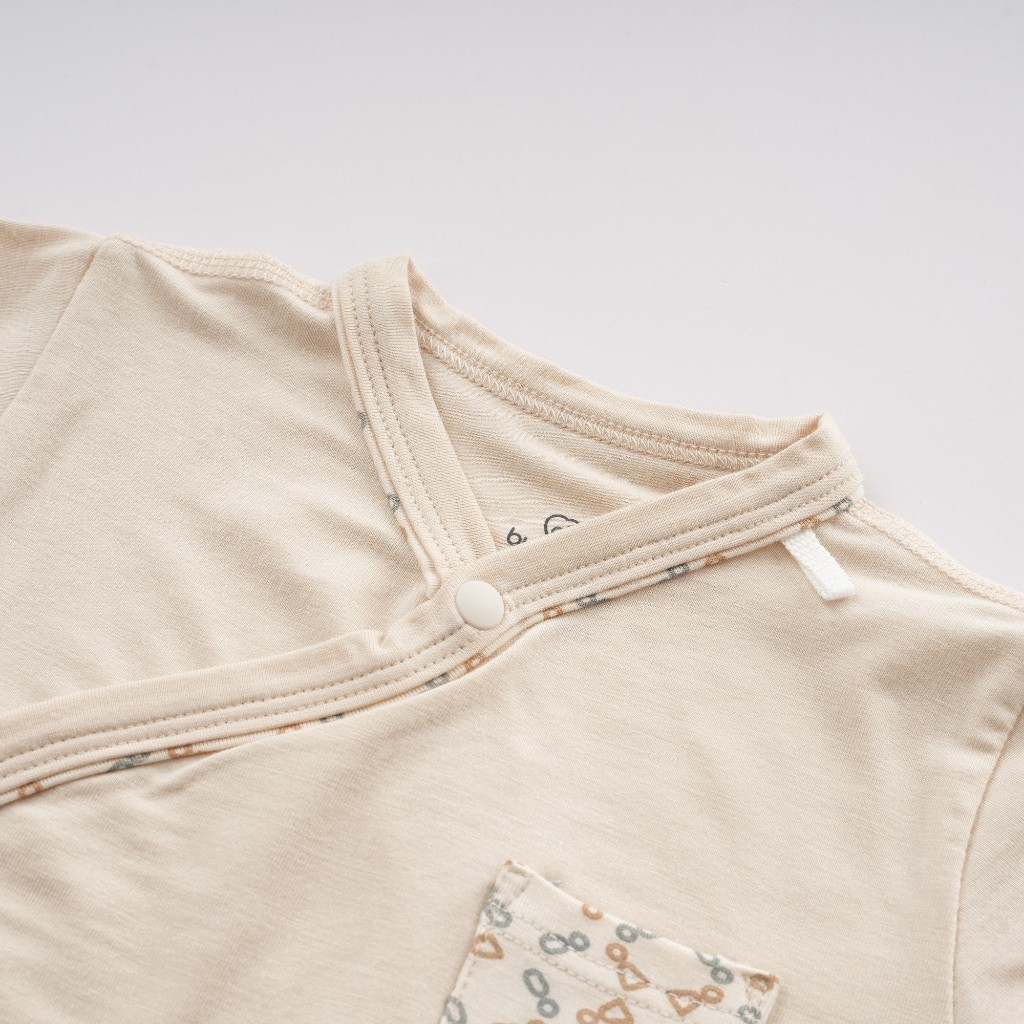 (1-3M) Bộ ngắn tay cài chéo dễ thương mềm mại, thoải mái cho bé - Bambus BBB130802 | Quần áo BuBaby chính hãng