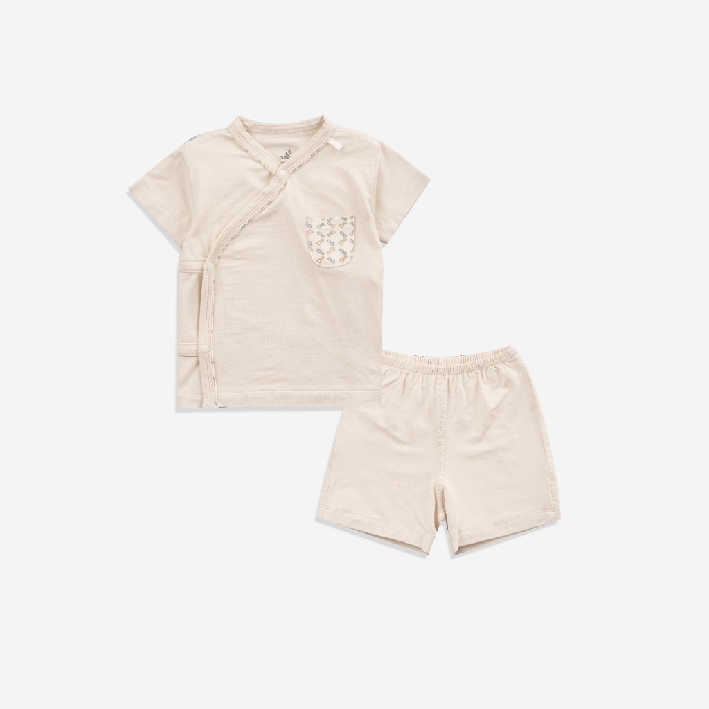 (1-3M) Bộ ngắn tay cài chéo dễ thương mềm mại, thoải mái cho bé - Bambus BBB130802 | Quần áo BuBaby chính hãng