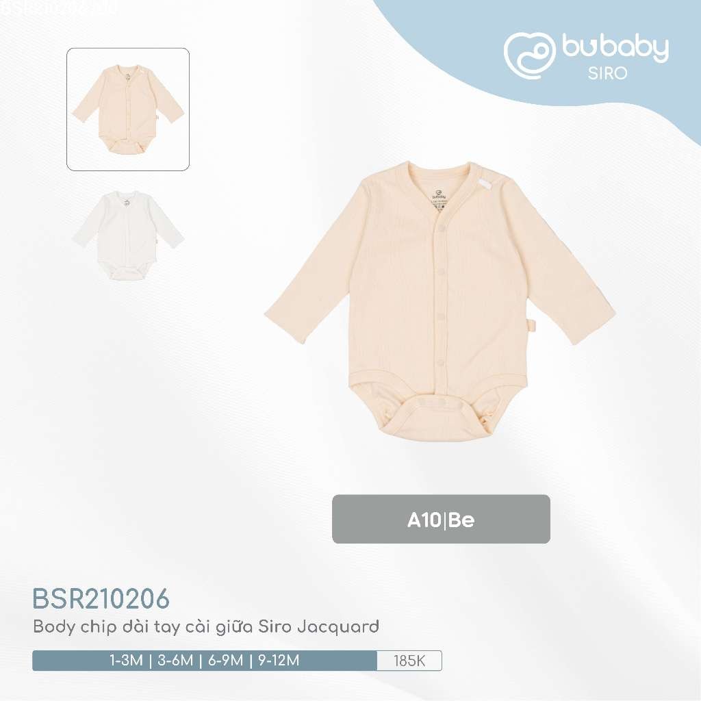 (1M-12M) Bộ đồ liền thân dài tay cài vai BSR2101ST  Siro Stripy cho bé sơ sinh -	Bubaby sơ sinh – Quần áo Bubaby