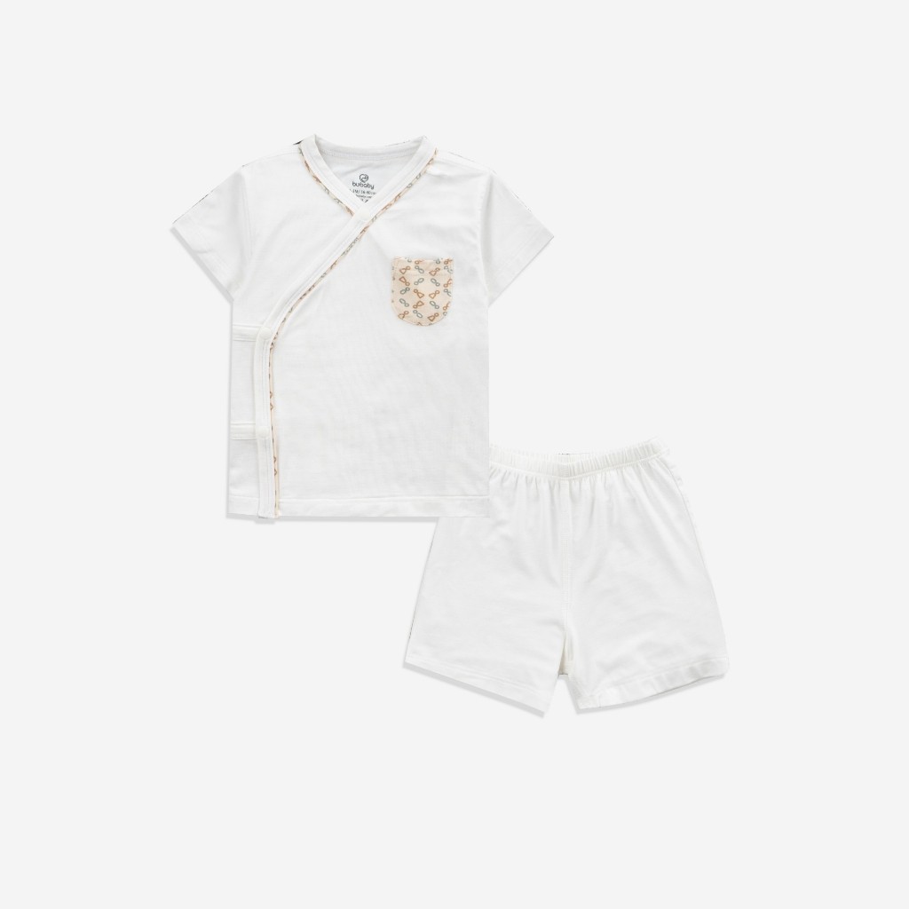 (1-3M) Bộ ngắn tay cài chéo dễ thương mềm mại, thoải mái cho bé - Bambus BBB130802 | Quần áo BuBaby chính hãng