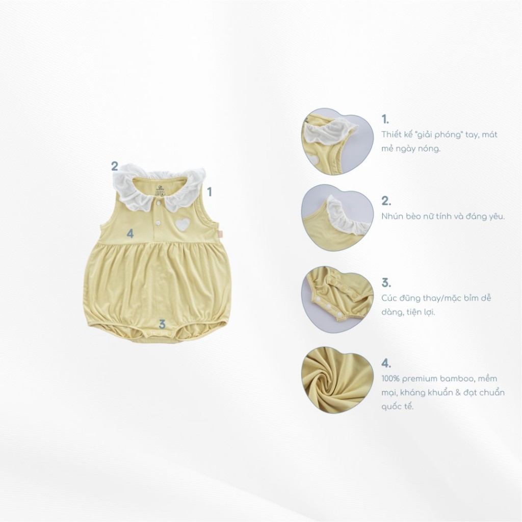 (0-12M) Body chip sát nách bèo cổ BBB243300 - Bu Baby sơ sinh - Bambus Gami