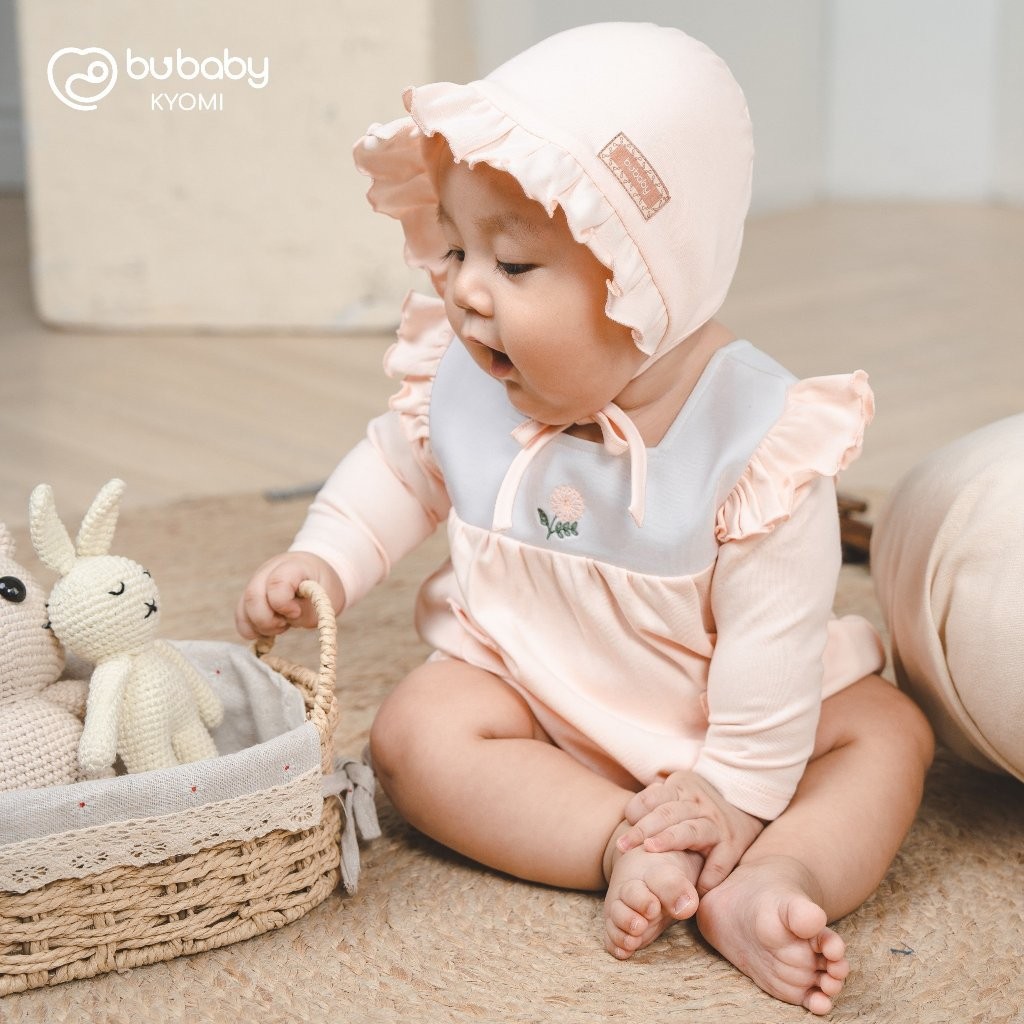 (1-12M) Body chip dài tay bèo vai đáp ngực Mimo Bu Baby BCT214900 - Bubaby sơ sinh